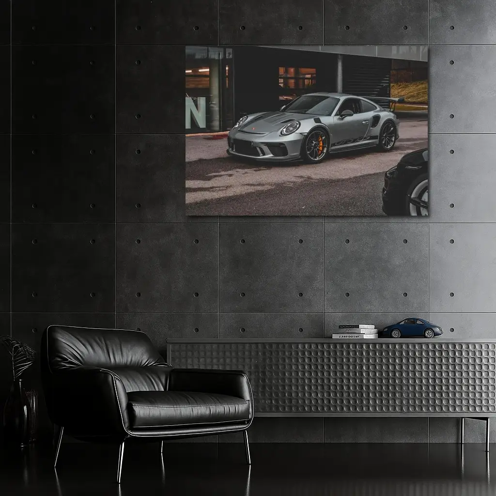 Porsche 911 GT3 RS 991 Silver Front View Street – Wall Art