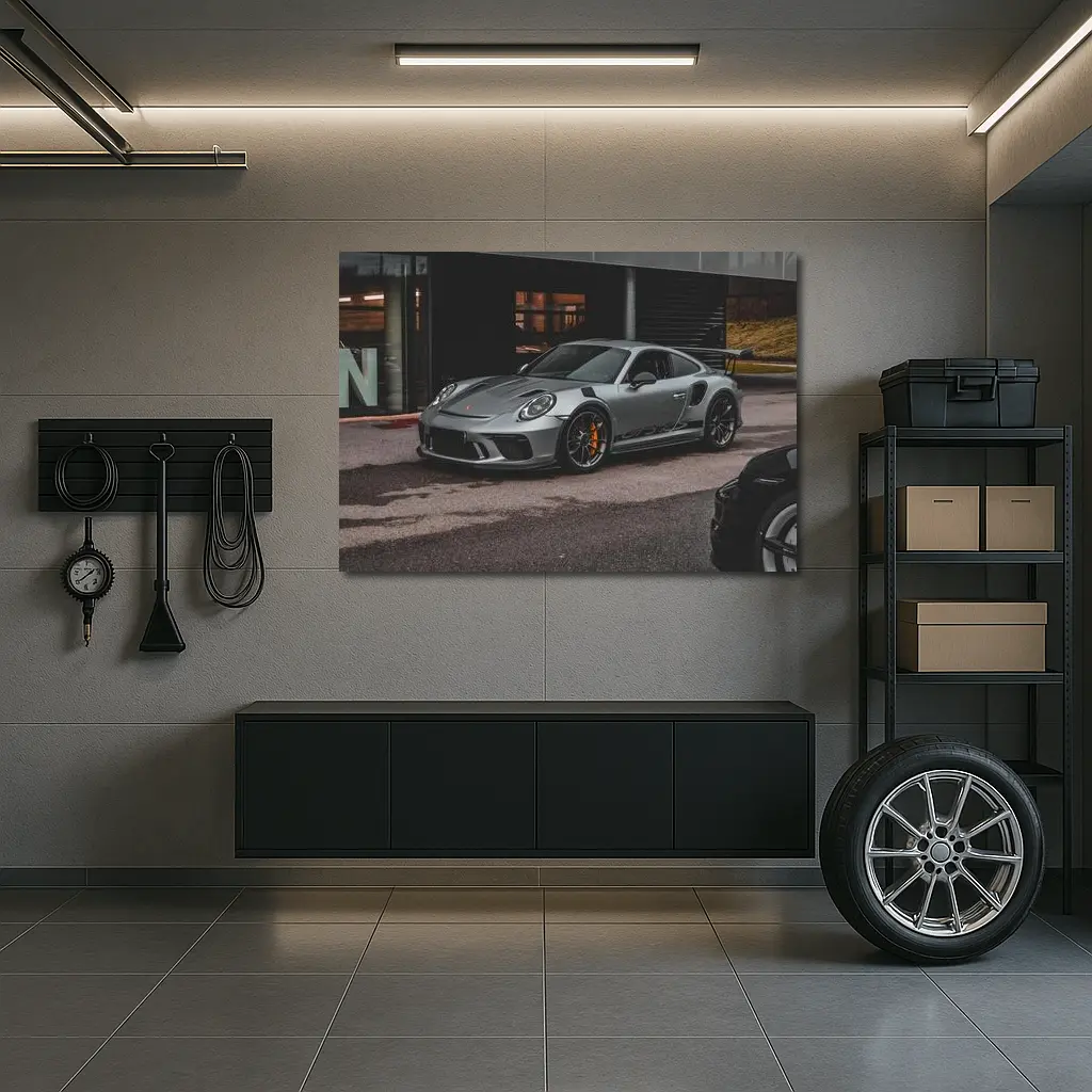 Porsche 911 GT3 RS 991 Silver Front View Street – Wall Art