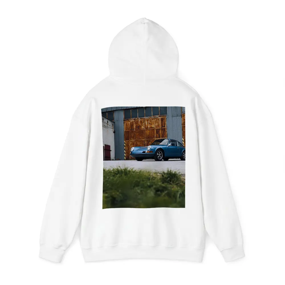 Classic Porsche 911 Blue Rusty Warehouse – Hoodies
