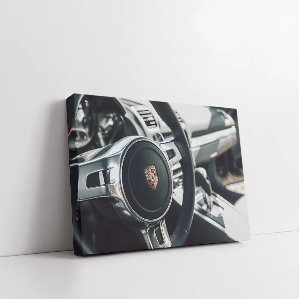 Porsche Steering Wheel Interior Dashboard Close Up – Wall Art