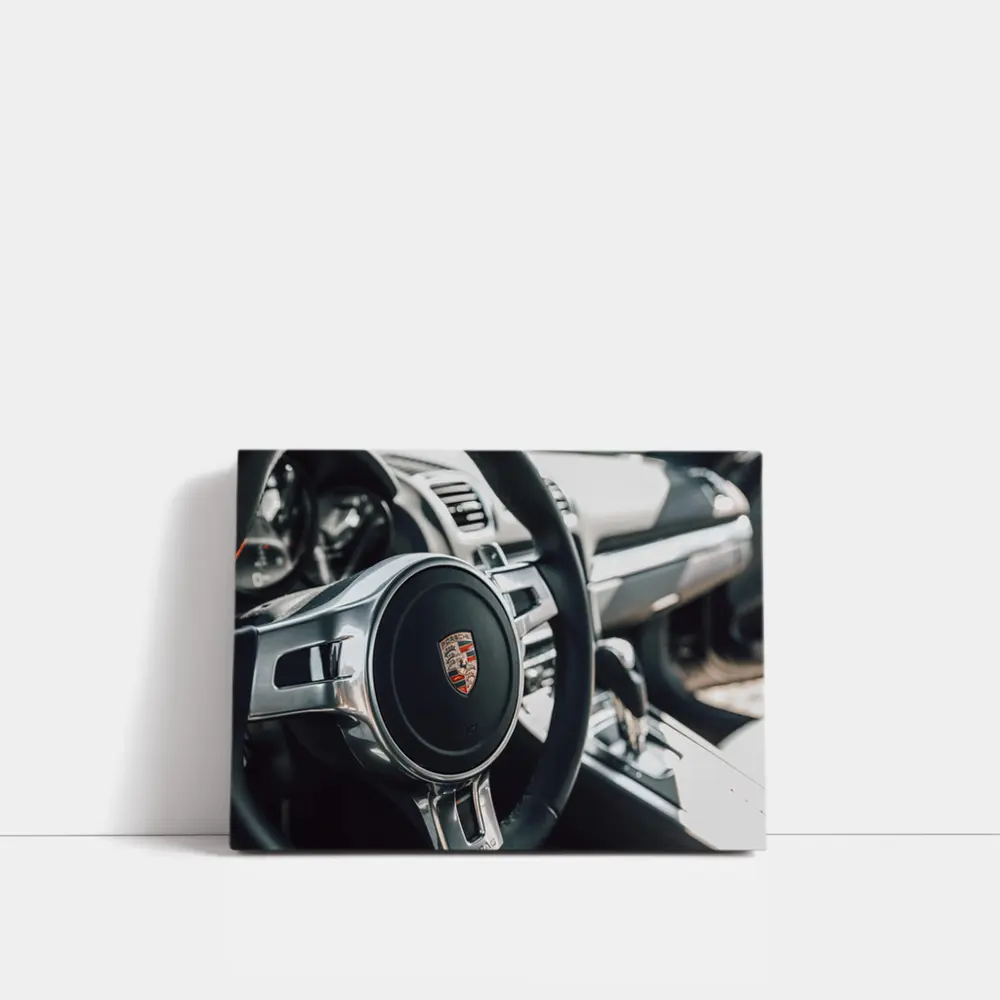 Porsche Steering Wheel Interior Dashboard Close Up – Wall Art