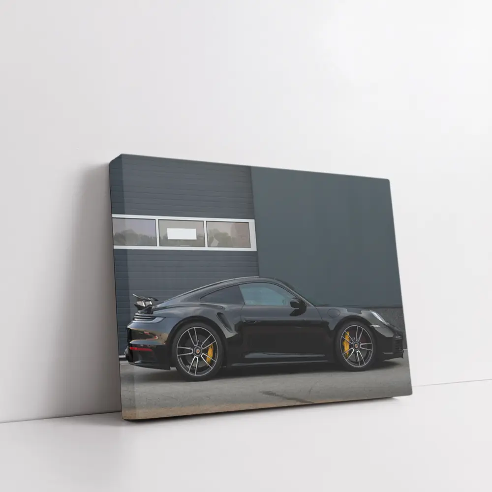 Black Porsche 911 Side Profile Urban Setting – Wall Art