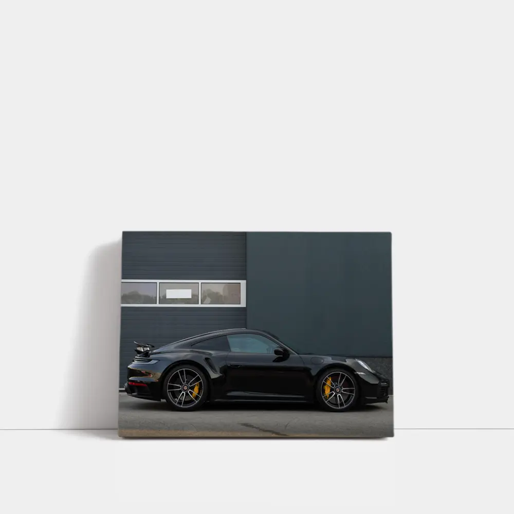 Black Porsche 911 Side Profile Urban Setting – Wall Art