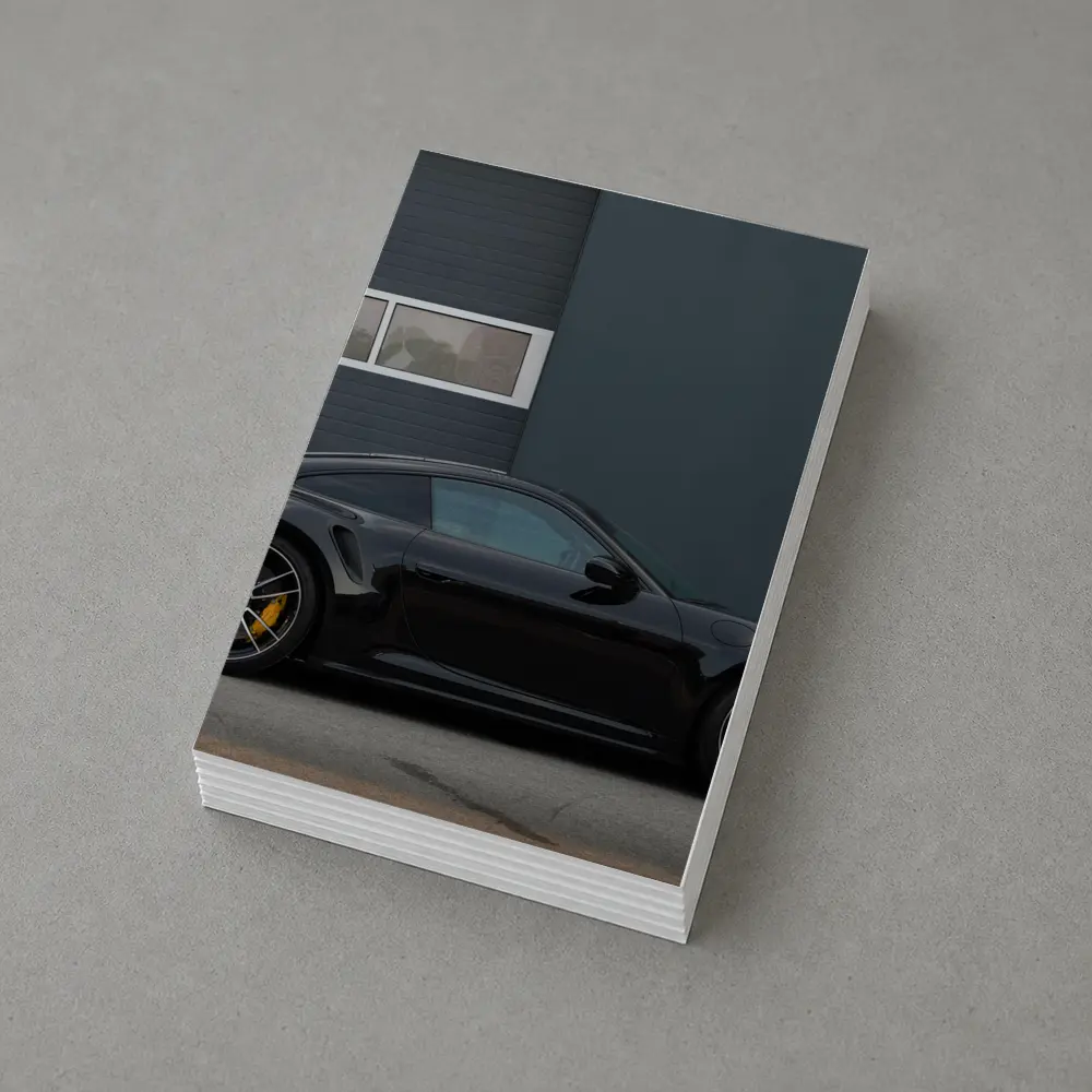 Black Porsche 911 Side Profile Urban Setting – Postcards