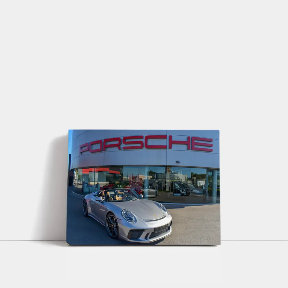 Porsche 911 Speedster Silver Outside Dealership – Wall Art