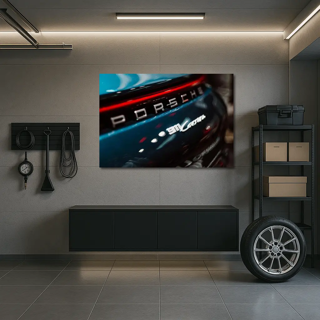 Porsche 911 Carrera Dark Blue Rear Badge – Wall Art