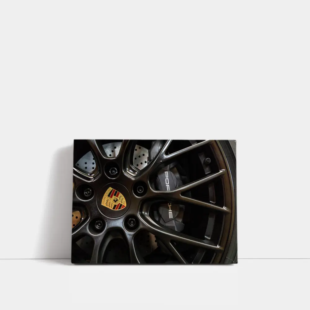 Porsche Dark Alloy Wheel Brake Caliper Detail – Wall Art