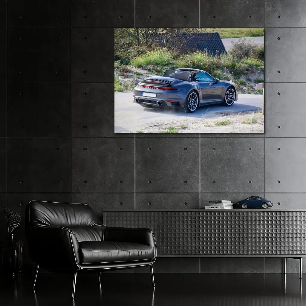 Porsche 911 Targa Gray Coastal Road Drive – Wall Art