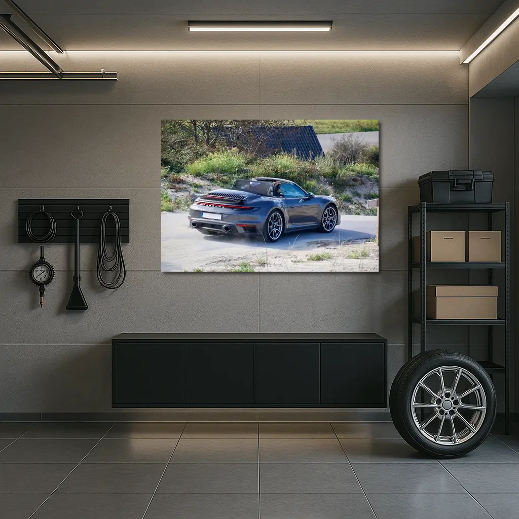 Porsche 911 Targa Gray Coastal Road Drive – Wall Art