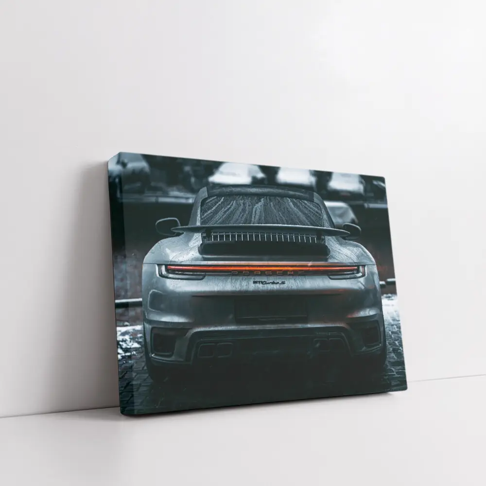 Porsche 911 Turbo Rear Rainy Street – Wall Art