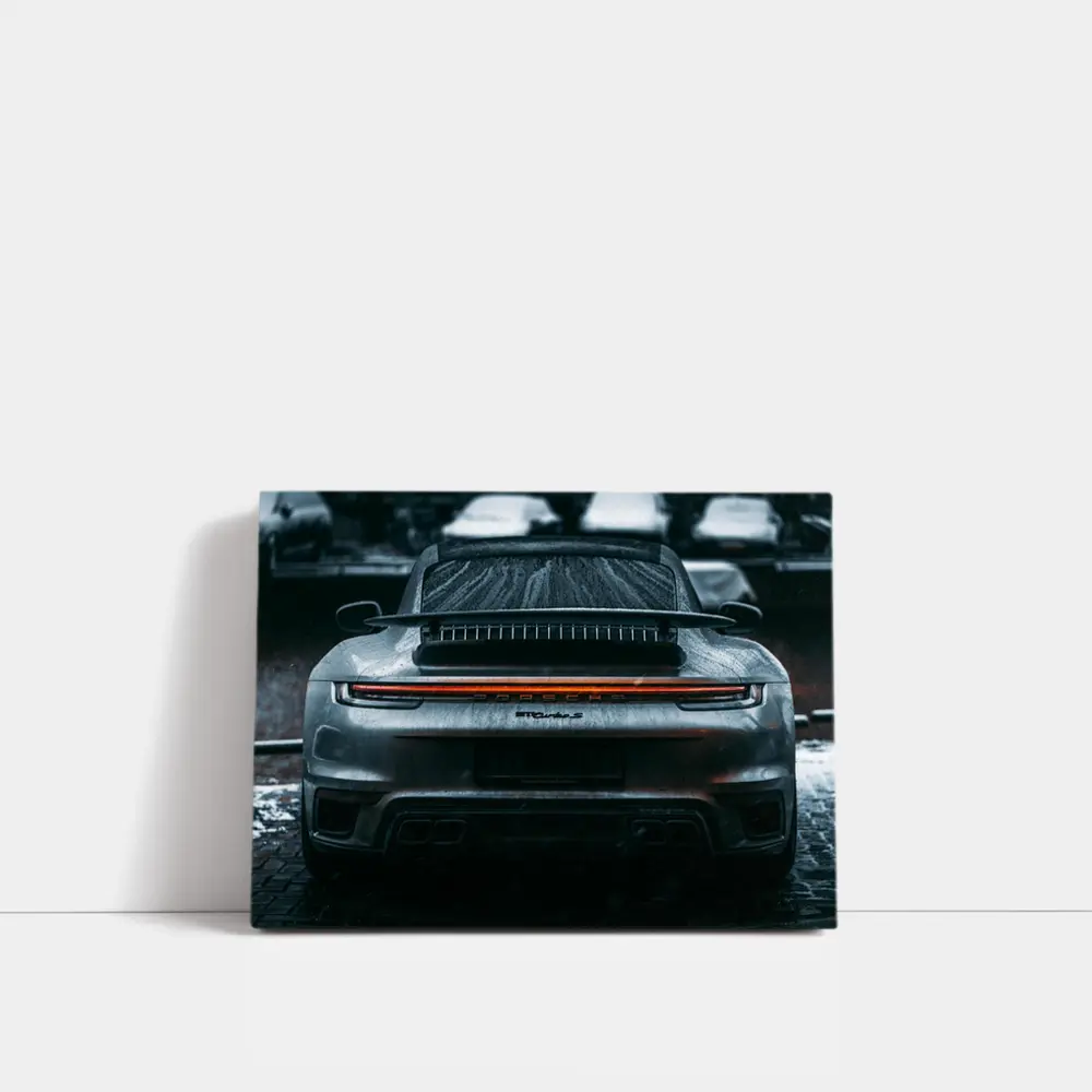 Porsche 911 Turbo Rear Rainy Street – Wall Art