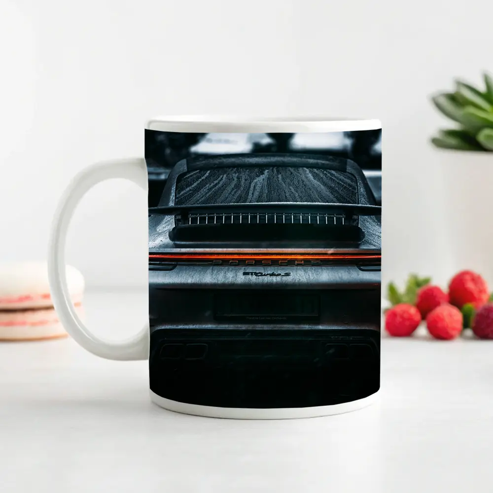 Porsche 911 Turbo Rear Rainy Street – Mugs