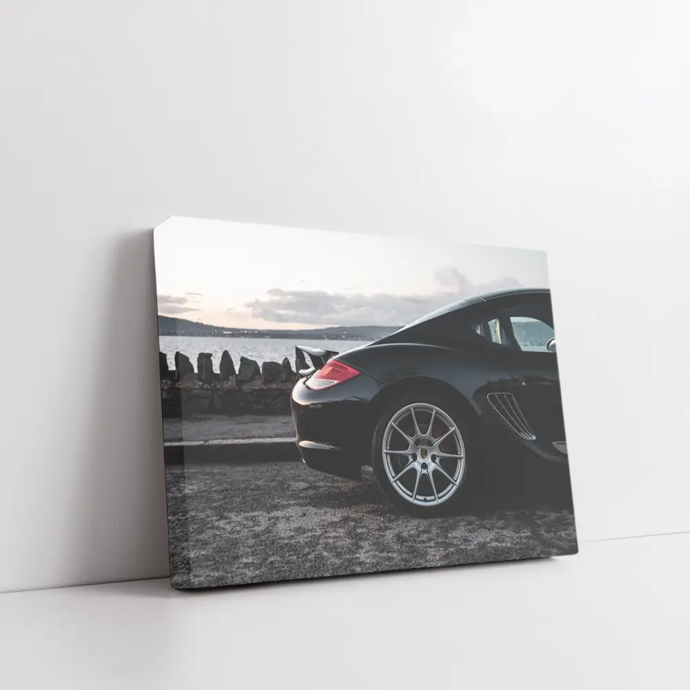 Black Porsche Cayman By Coastal Waterfront – Wall Art