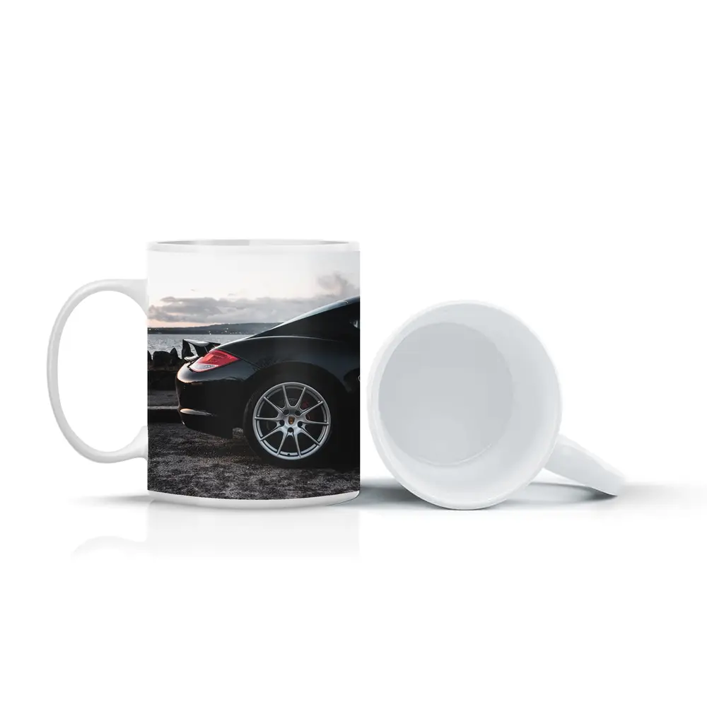 Black Porsche Cayman By Coastal Waterfront – Mugs