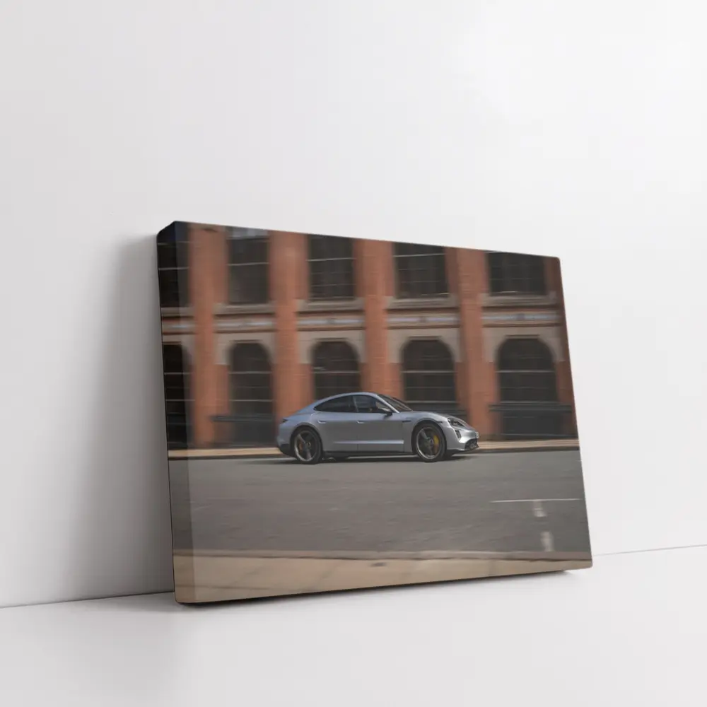 Porsche Taycan Silver Street Urban Building – Wall Art