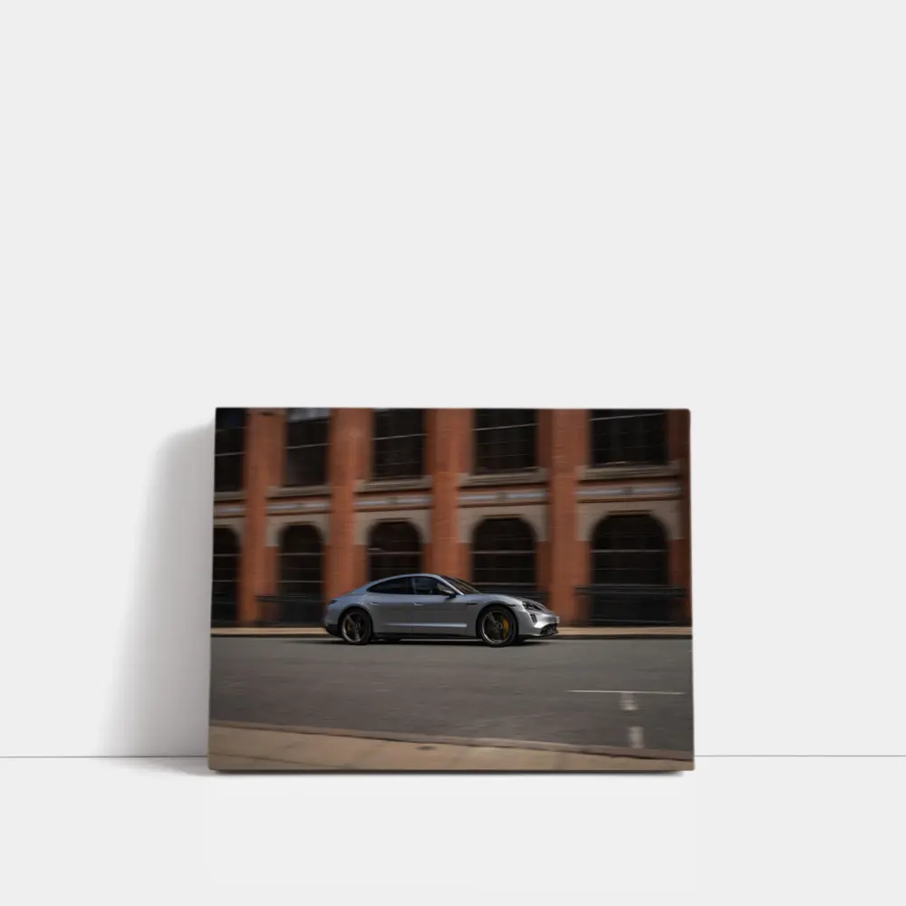 Porsche Taycan Silver Street Urban Building – Wall Art