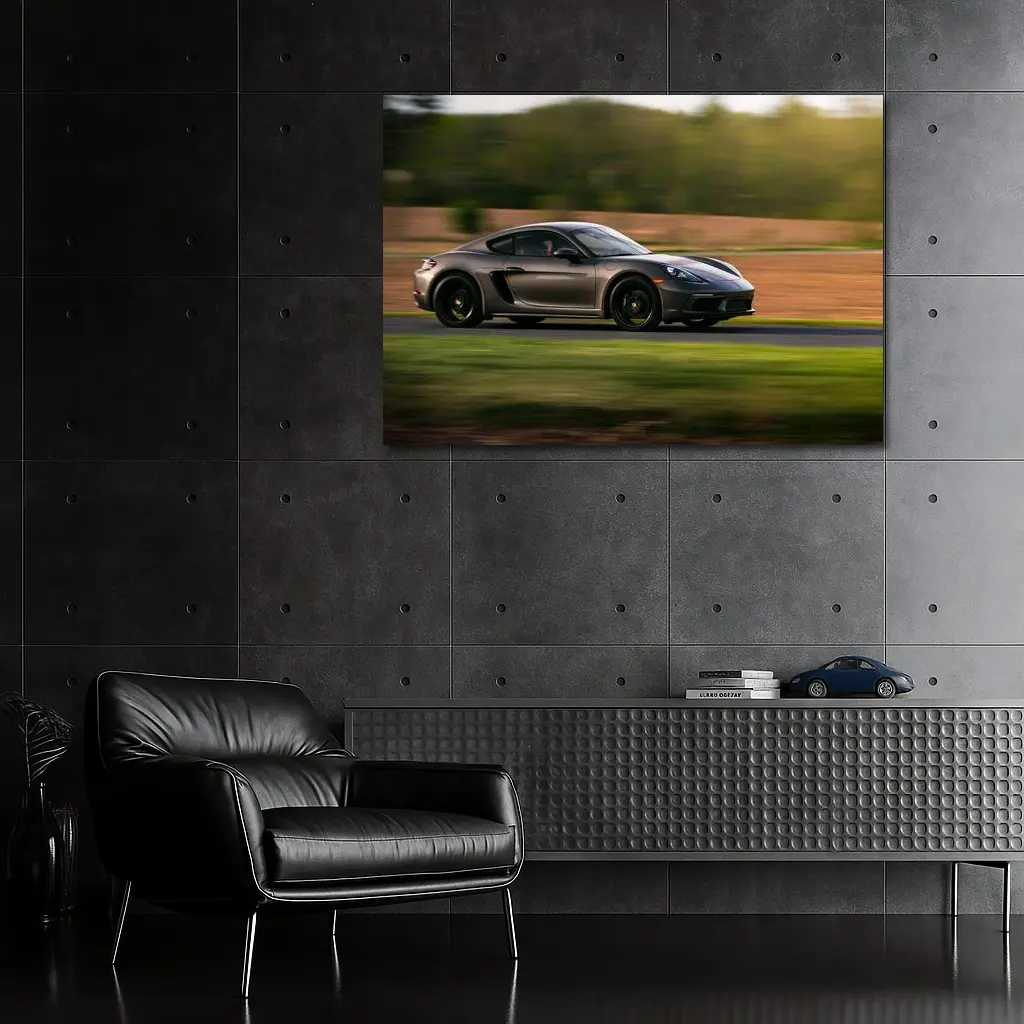 Porsche Cayman Speeding Along Country Road – Wall Art