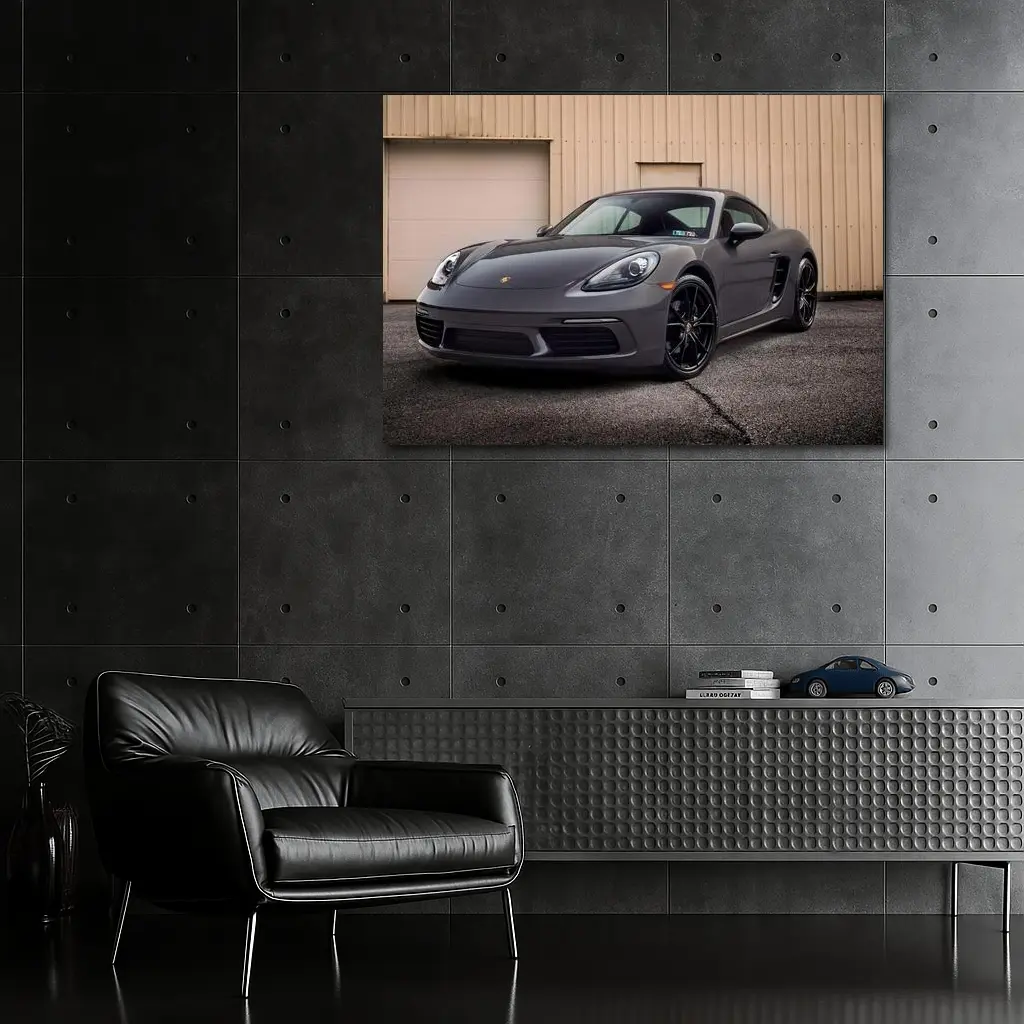 Porsche Cayman Gray Sports Car Garage – Wall Art