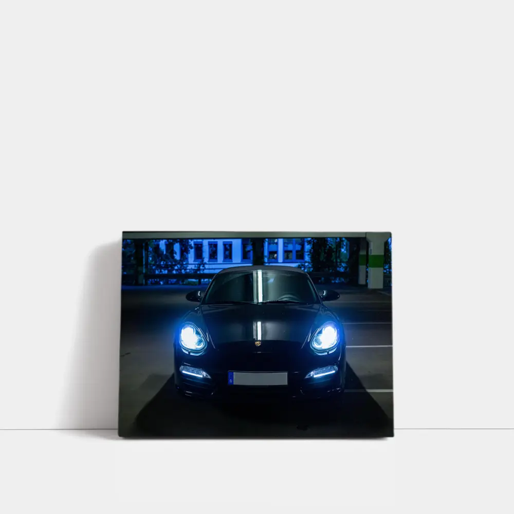 Porsche Panamera Black Front View Night Parking – Wall Art
