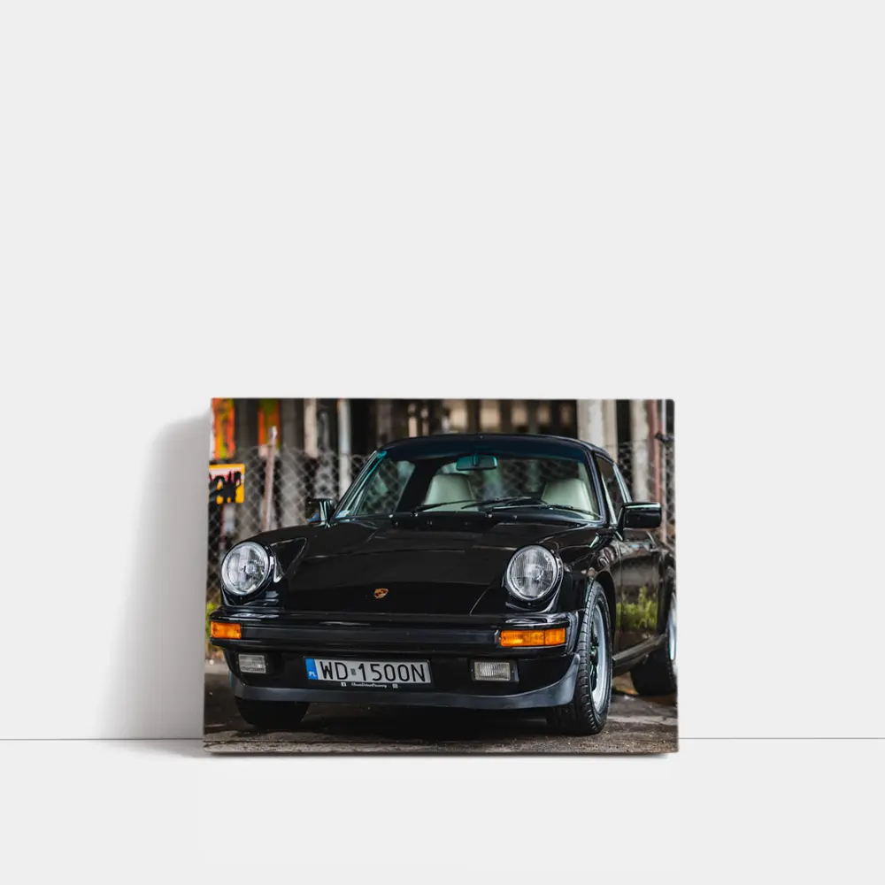 Black Porsche 911 Classic Urban Street Scene – Wall Art