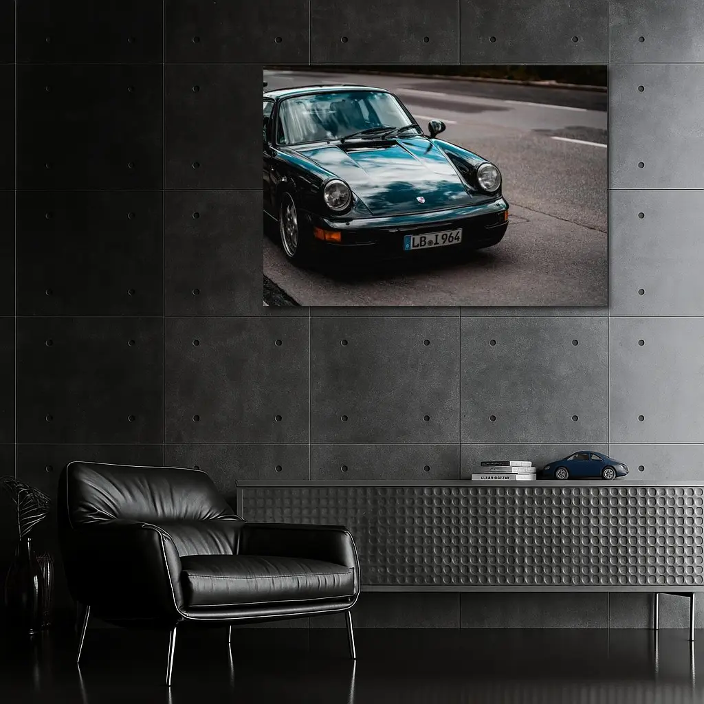 Porsche 911 Dark Green Street Photography – Wall Art