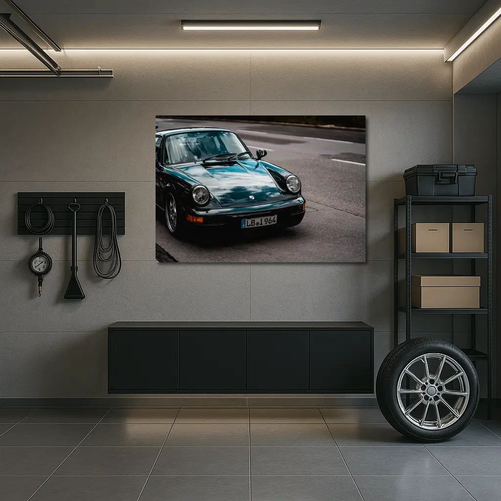 Porsche 911 Dark Green Street Photography – Wall Art