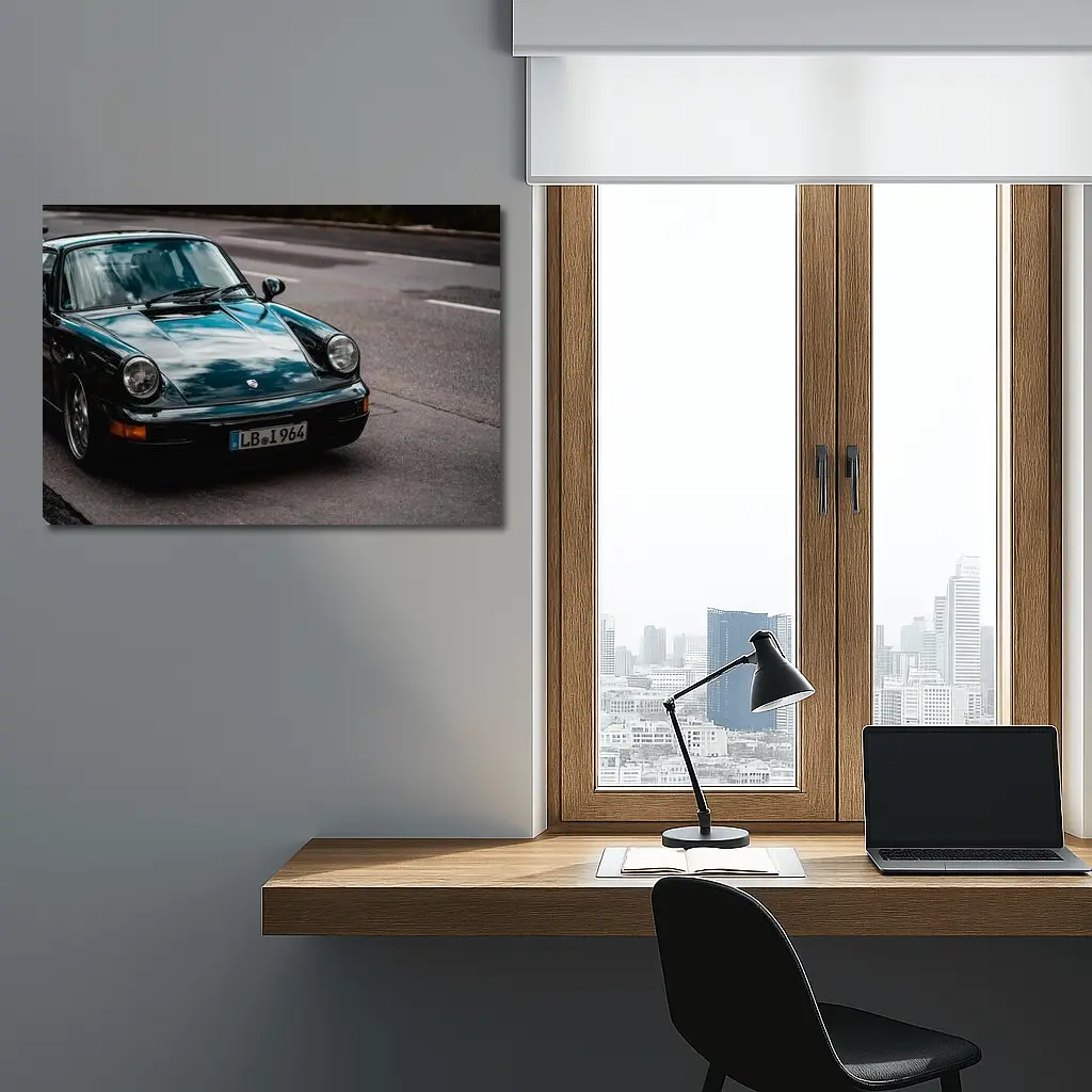 Porsche 911 Dark Green Street Photography – Wall Art