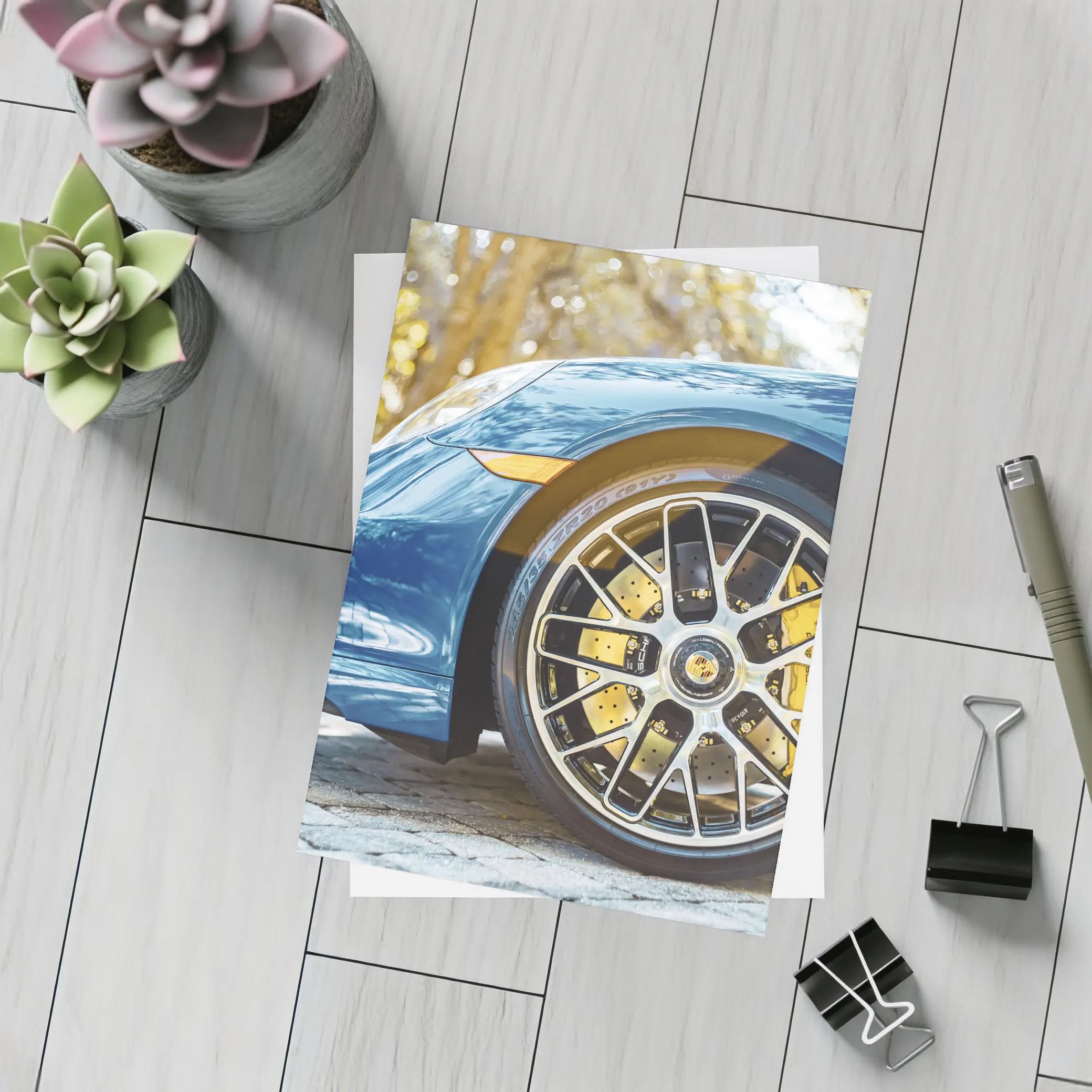 Porsche 911 Blue Detail Yellow Brake Calipers – Postcards