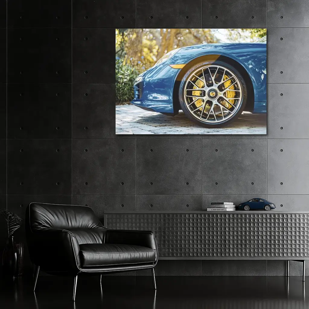 Porsche 911 Blue Detail Yellow Brake Calipers – Wall Art