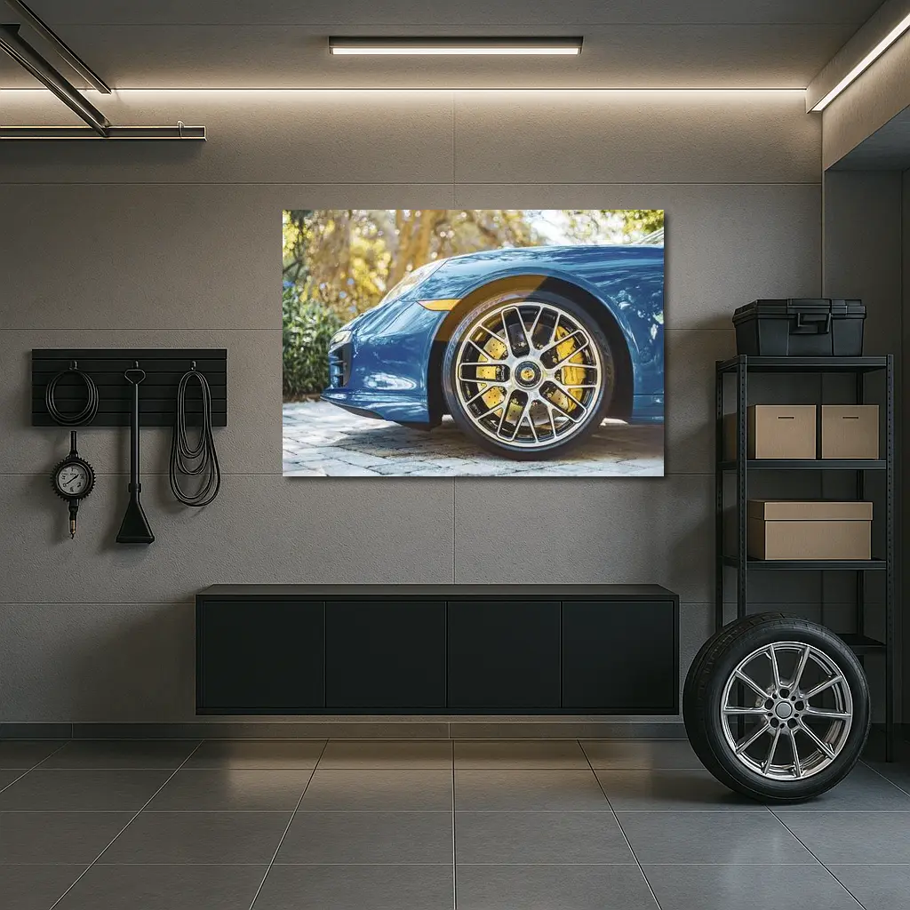 Porsche 911 Blue Detail Yellow Brake Calipers – Wall Art