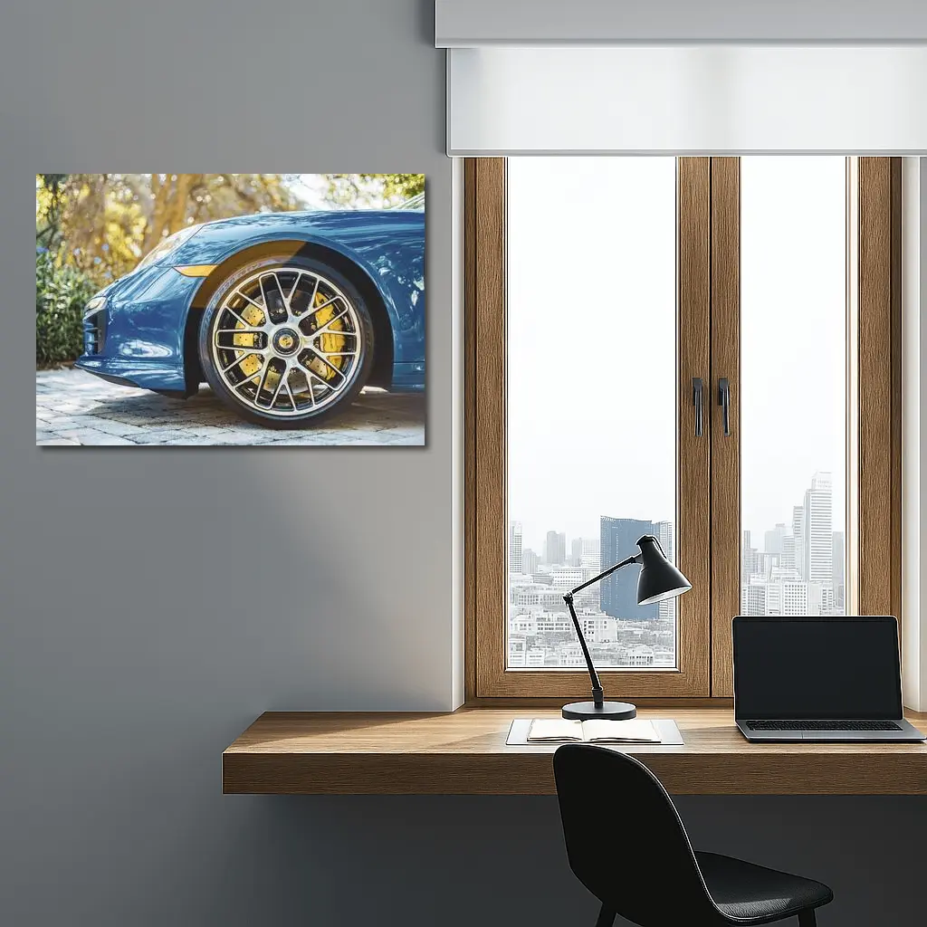 Porsche 911 Blue Detail Yellow Brake Calipers – Wall Art