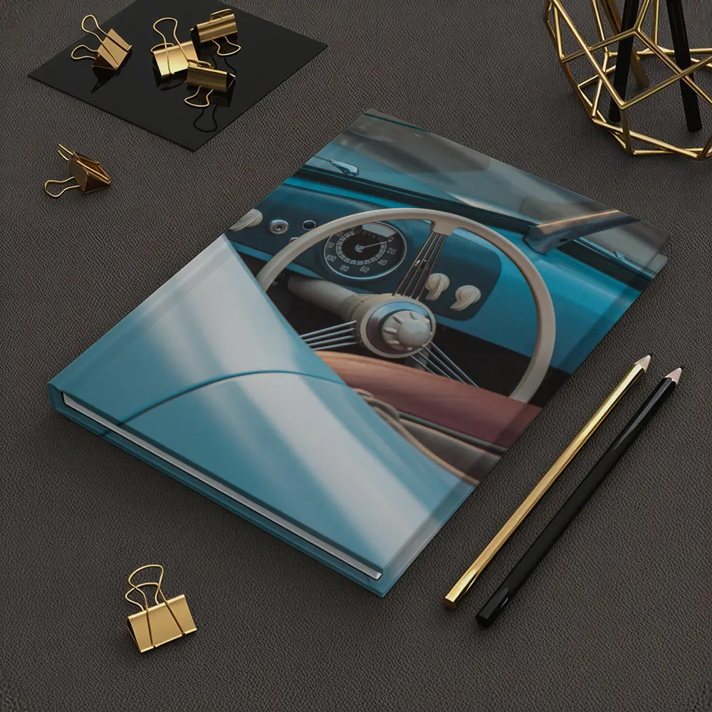 Classic Blue Convertible Car Interior Dashboard – Notebooks
