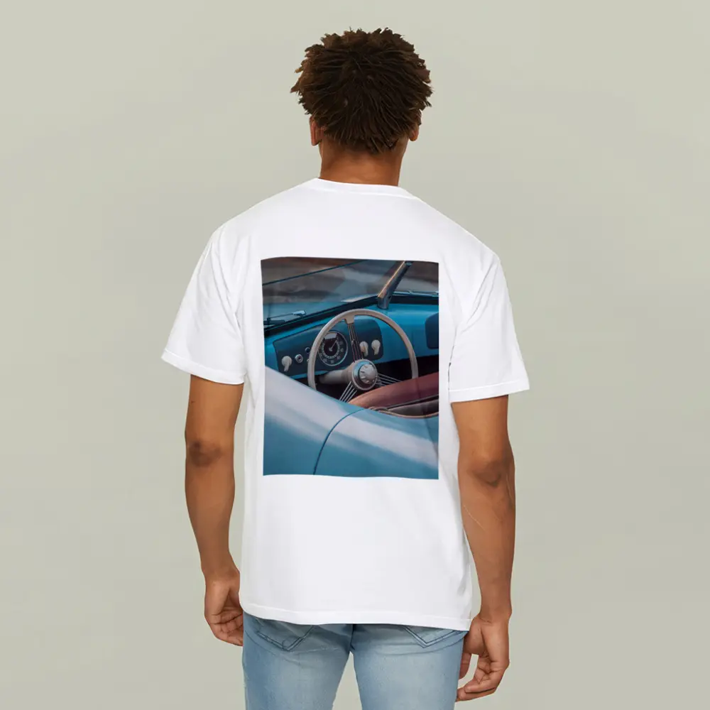 Classic Blue Convertible Car Interior Dashboard – T-Shirts