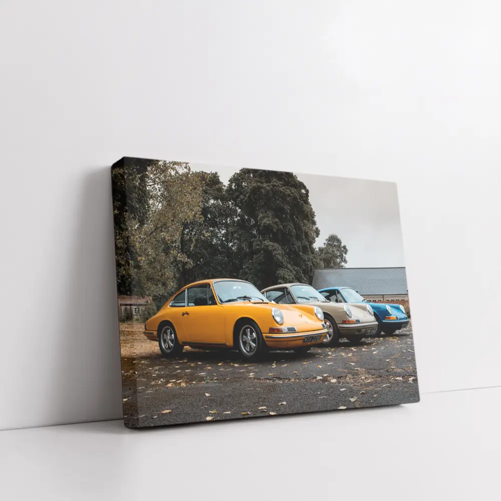 Classic Porsche 911 Trio Parked Outdoors – Wall Art