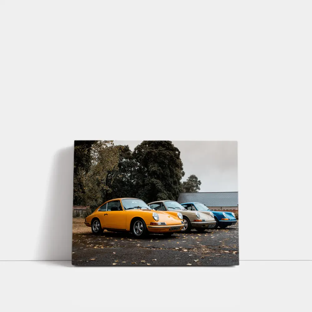 Classic Porsche 911 Trio Parked Outdoors – Wall Art