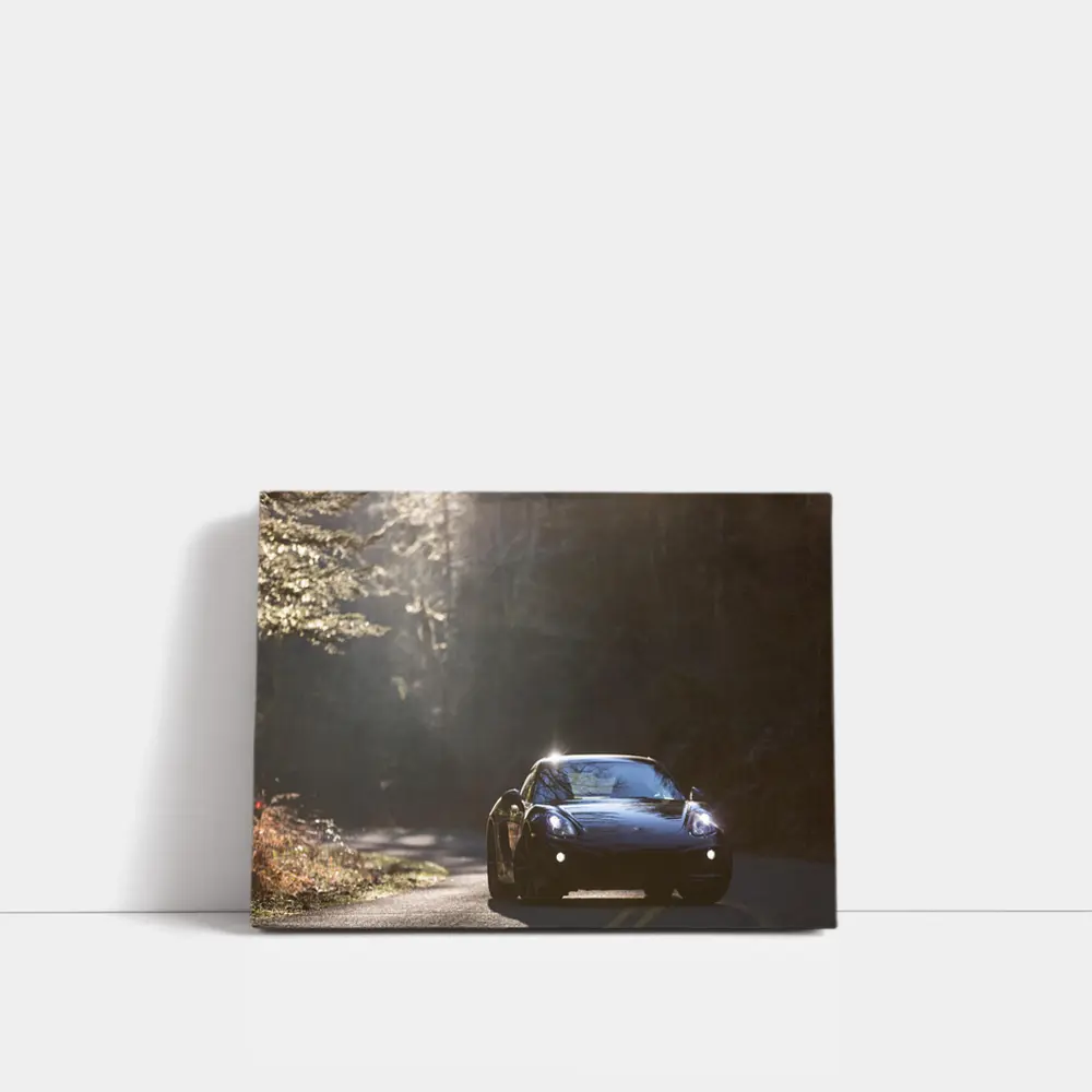 Porsche Cayman Black on Forest Road – Wall Art
