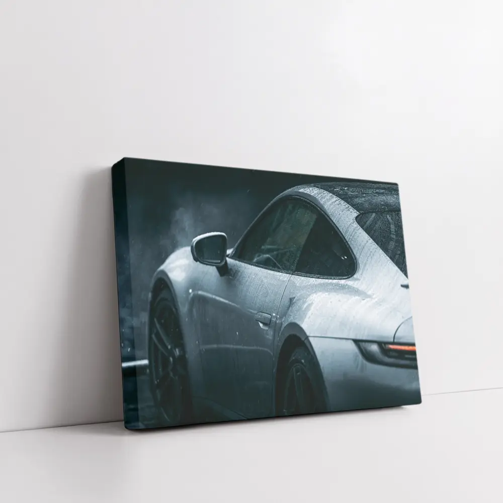 Porsche 911 Silver Rain Wet Dark – Wall Art