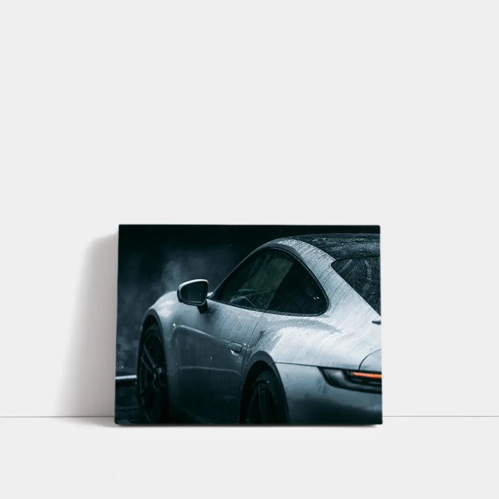 Porsche 911 Silver Rain Wet Dark – Wall Art