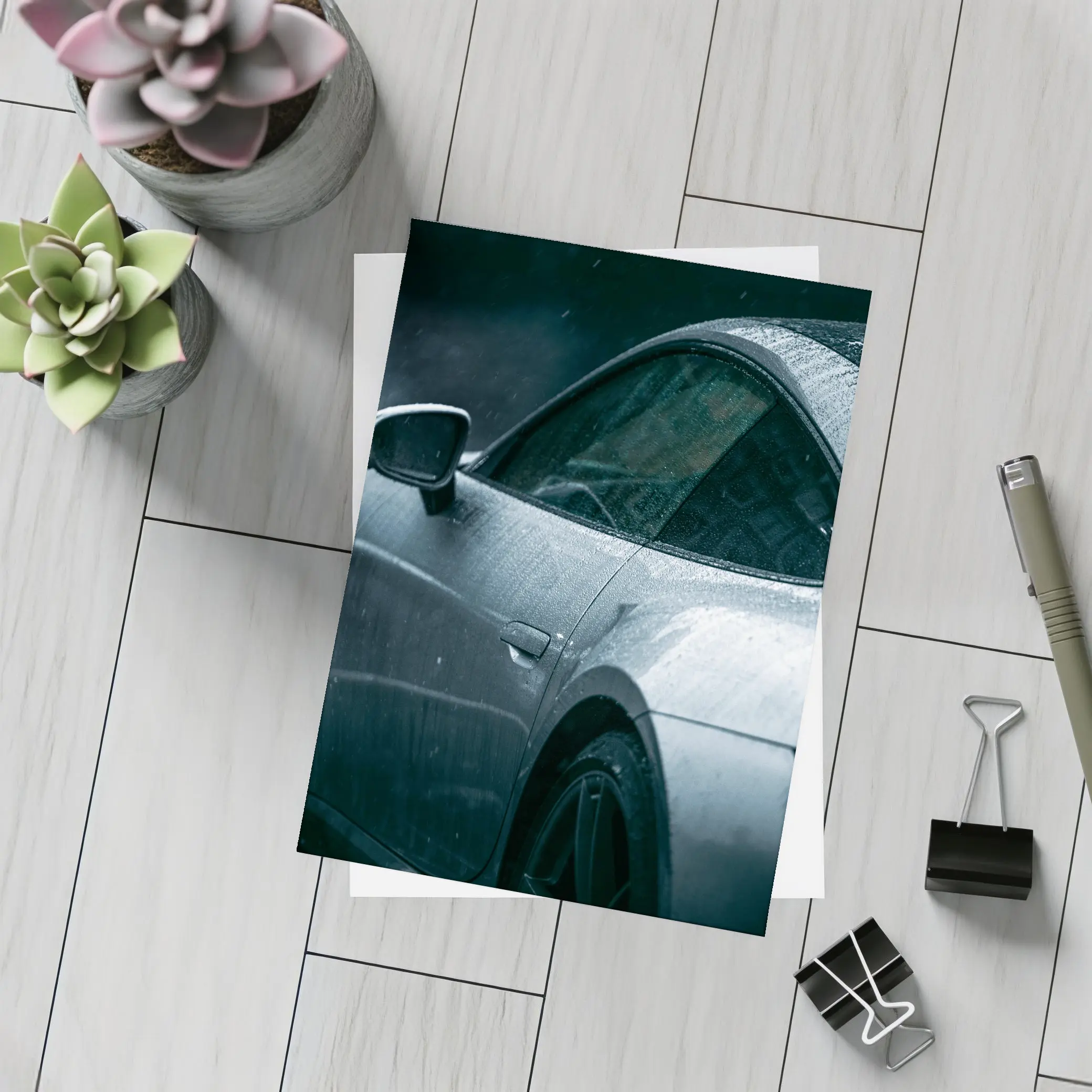 Porsche 911 Silver Rain Wet Dark – Postcards