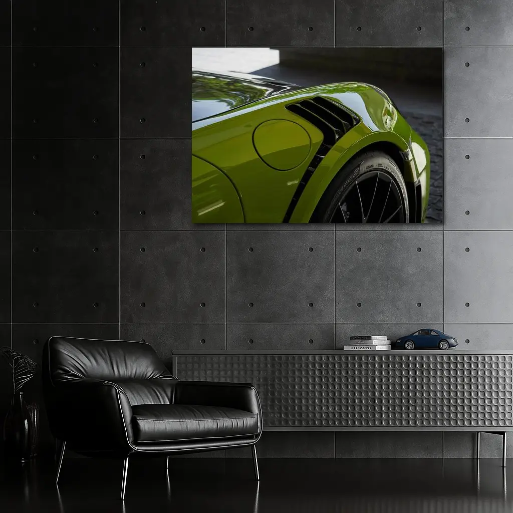 Porsche 911 Green Fender Close Up Detail – Wall Art