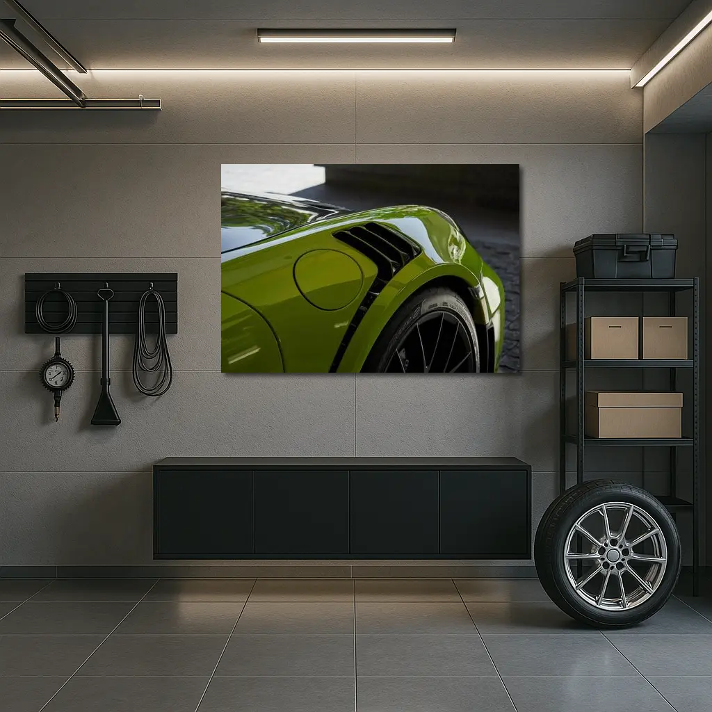 Porsche 911 Green Fender Close Up Detail – Wall Art