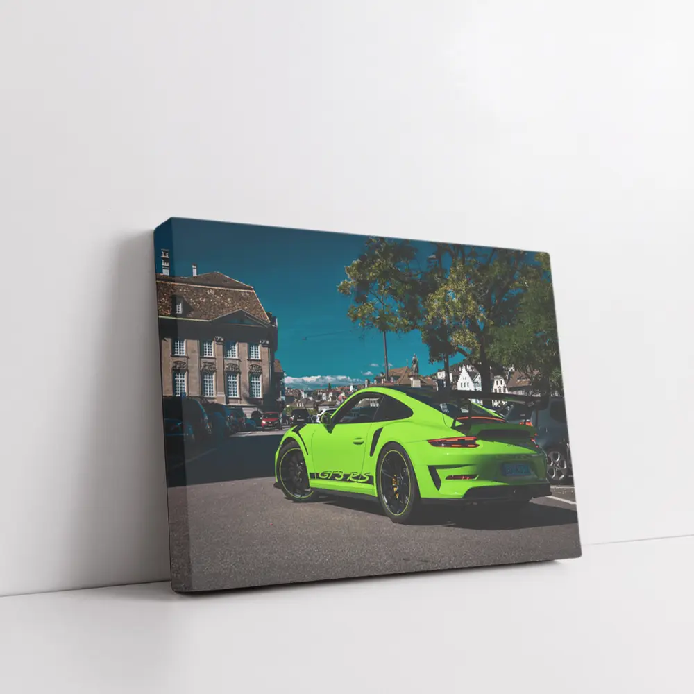 Porsche GT3 RS Lime Green City Street – Wall Art