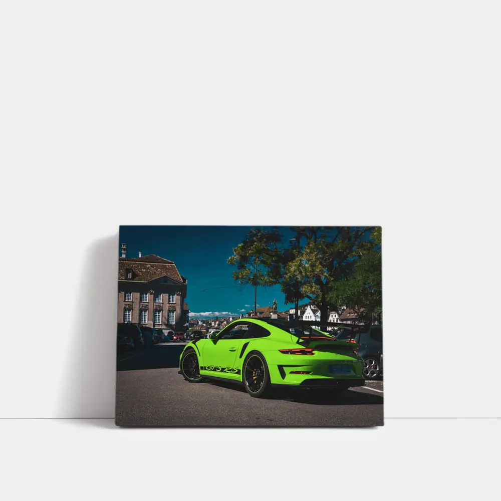 Porsche GT3 RS Lime Green City Street – Wall Art