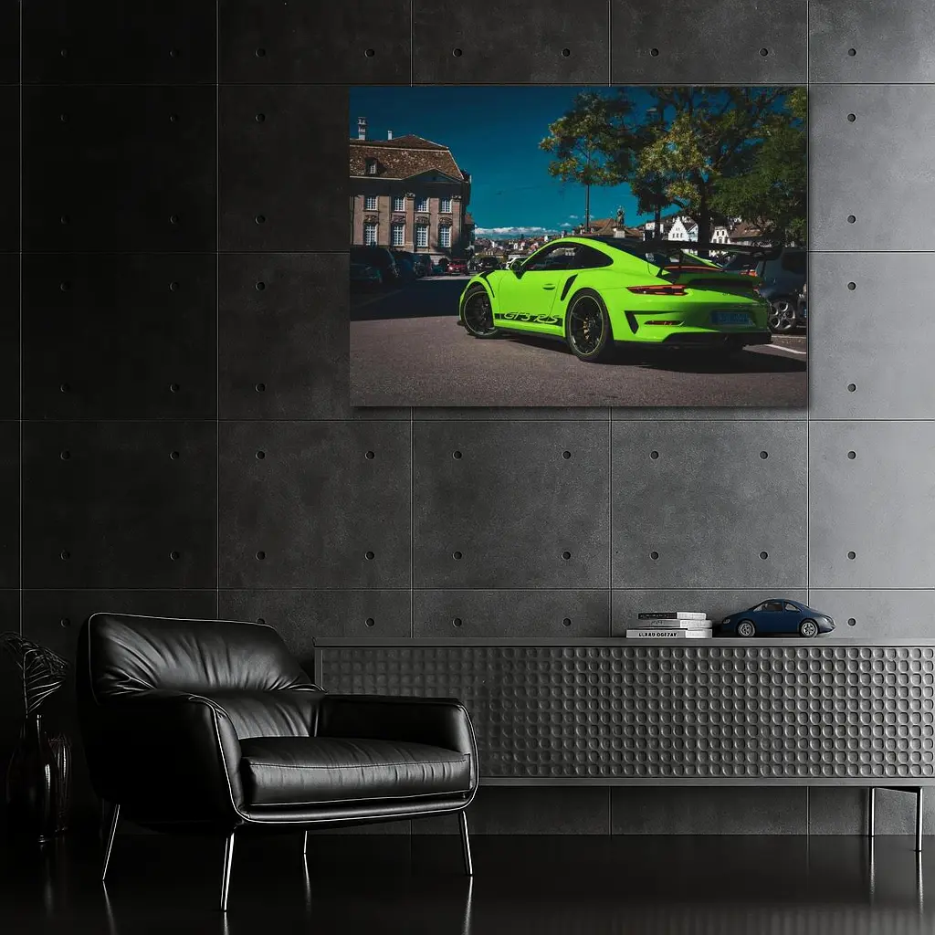 Porsche GT3 RS Lime Green City Street – Wall Art