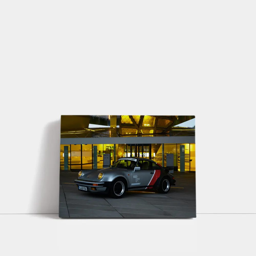 Porsche 911 Turbo Silver Classic Car Night – Wall Art