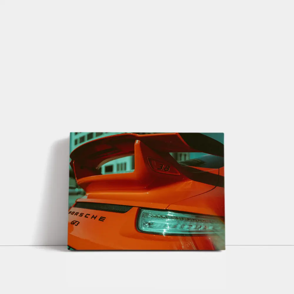 Porsche GT3 Orange Rear Wing Close Up – Wall Art