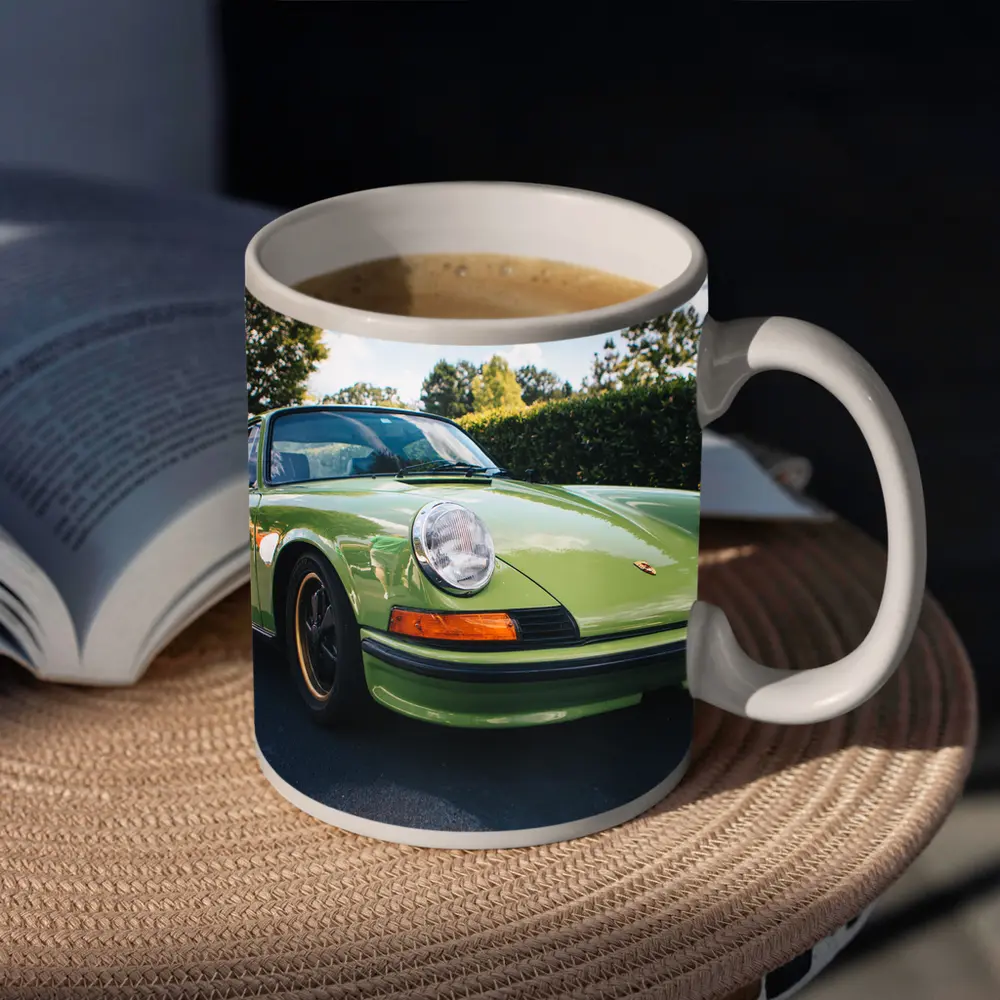 Porsche 911 Classic Green Car Parking Lot – Mugs