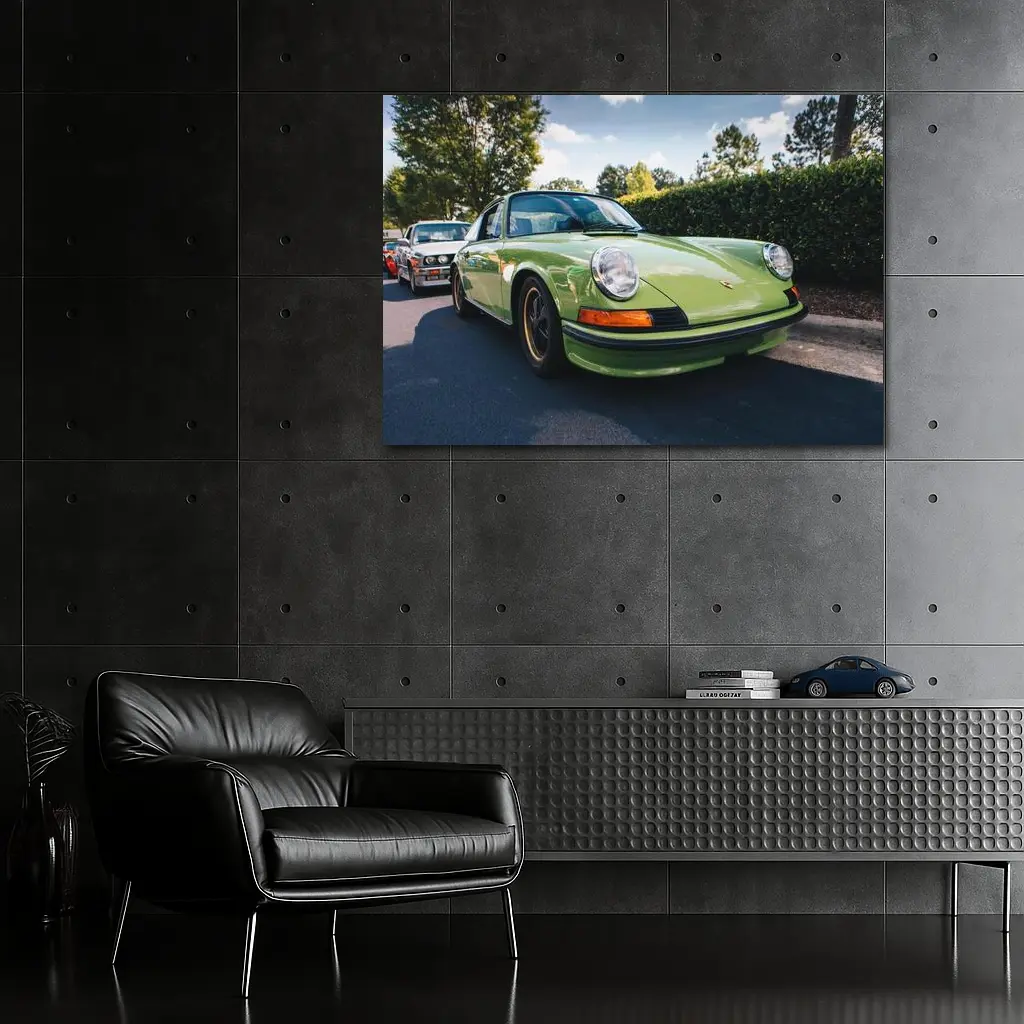 Porsche 911 Classic Green Car Parking Lot – Wall Art