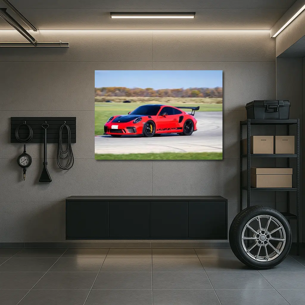 Red Porsche 911 GT3 RS On Track – Wall Art