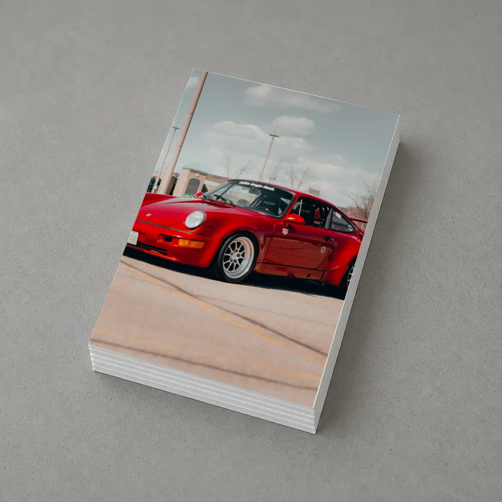 Red Porsche 911 Parked Open Lot – Postcards